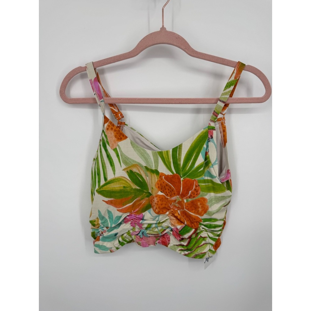 Nani Tropical Orange & Green Floral Bikini Top – Adjustable Straps